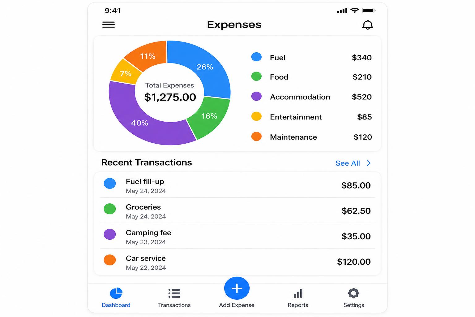 Track every travel expense in one place